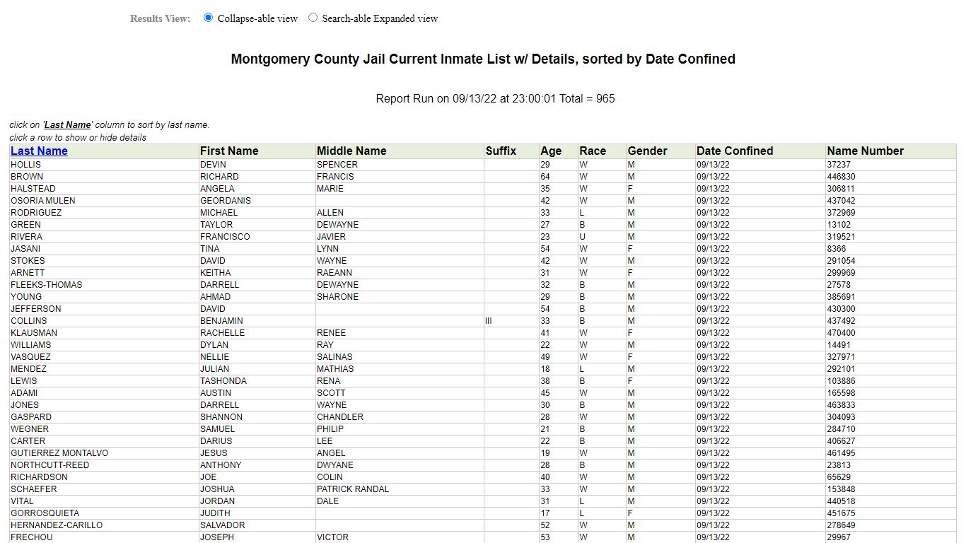 Jail Roster - Montgomery County, Texas